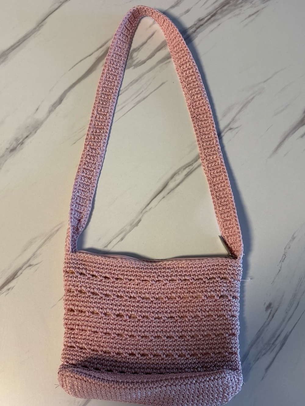 The Sak Pink Crochet Crossbody Bag